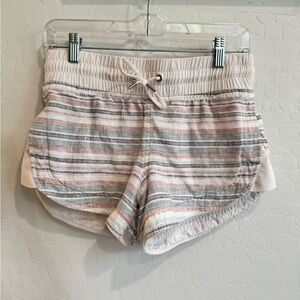 Athleta Pink and Gray Striped Athletic Shorts